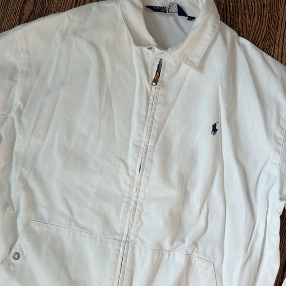 POLO Ralph Lauren White Cotton Twill Harrington Jacket Vintage - Picture 10 of 11